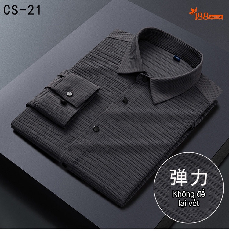 Áo Sơ Mi Nam Dài Tay Co Giãn Không Nhăn Phong Cách Thanh Niên Màu Trắng, Đen, Xám, Xanh Navy... chi tiết 7
