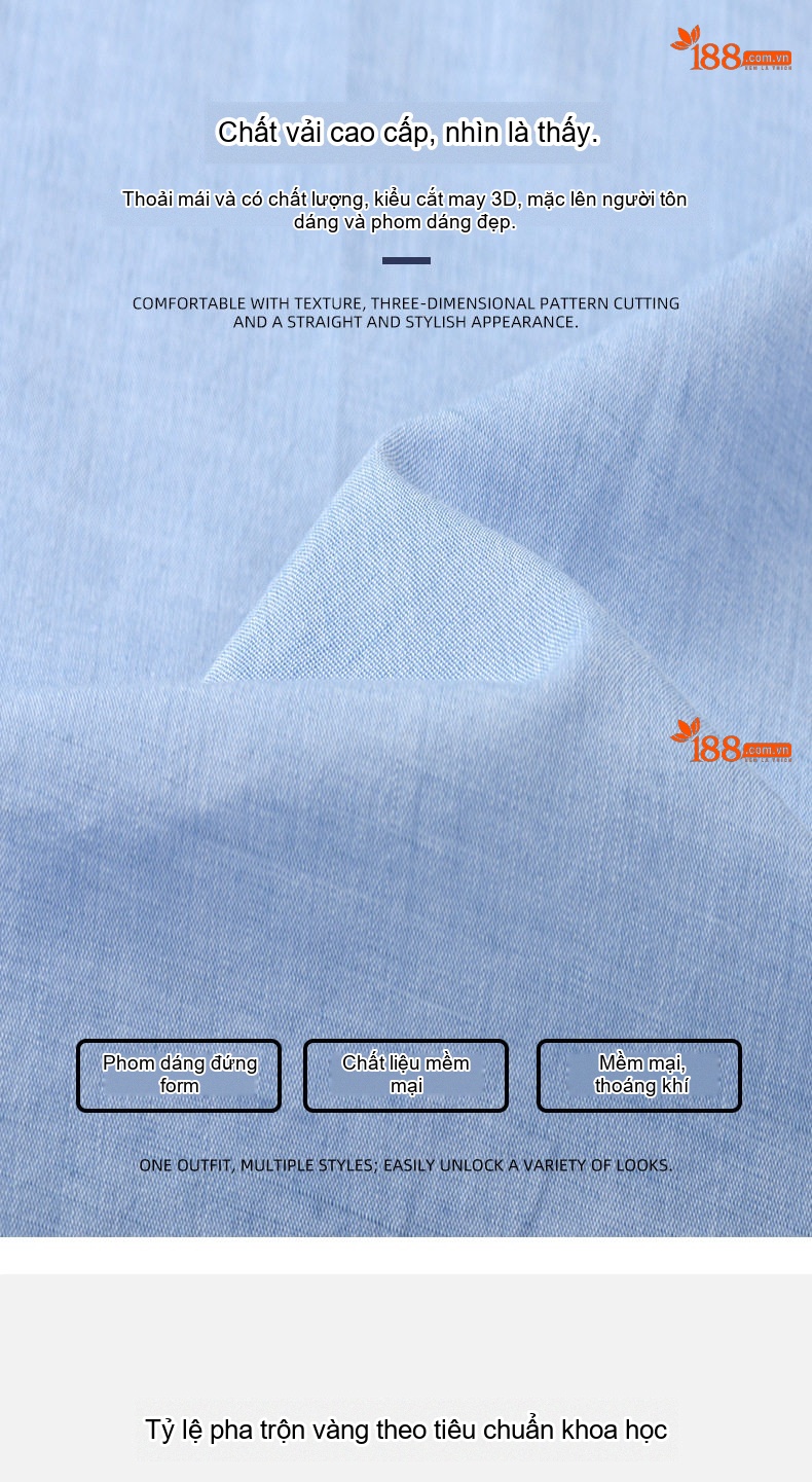 Áo Sơ Mi Nam Dài Tay Cotton Lanh Kiểu Dáng Basic Màu Trắng, Xám, Xanh Dương, Xanh Than chi tiết 4