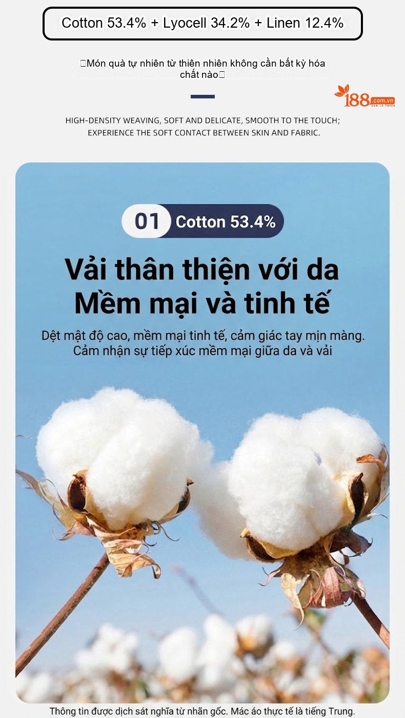 Áo Sơ Mi Nam Dài Tay Cotton Lanh Kiểu Dáng Basic Màu Trắng, Xám, Xanh Dương, Xanh Than chi tiết 5