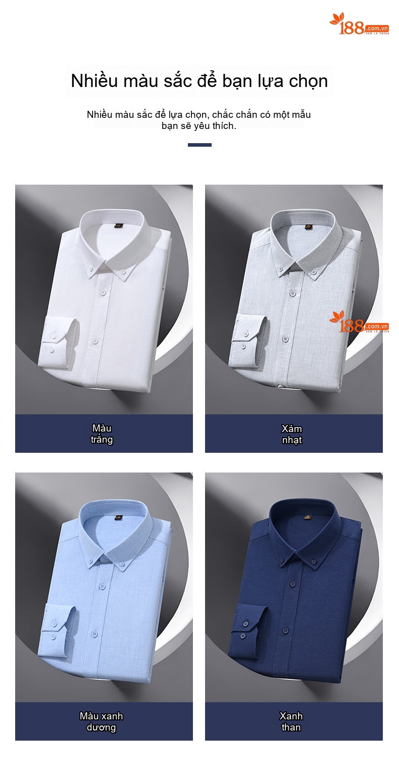 Áo Sơ Mi Nam Dài Tay Cotton Lanh Kiểu Dáng Basic Màu Trắng, Xám, Xanh Dương, Xanh Than chi tiết 10