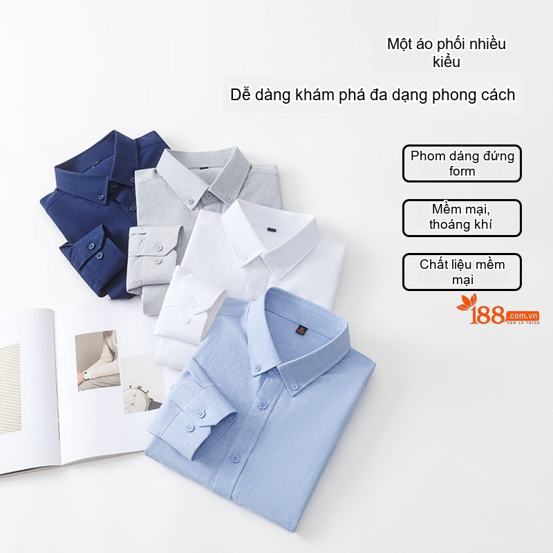 Áo Sơ Mi Nam Dài Tay Cotton Lanh Kiểu Dáng Basic Màu Trắng, Xám, Xanh Dương, Xanh Than