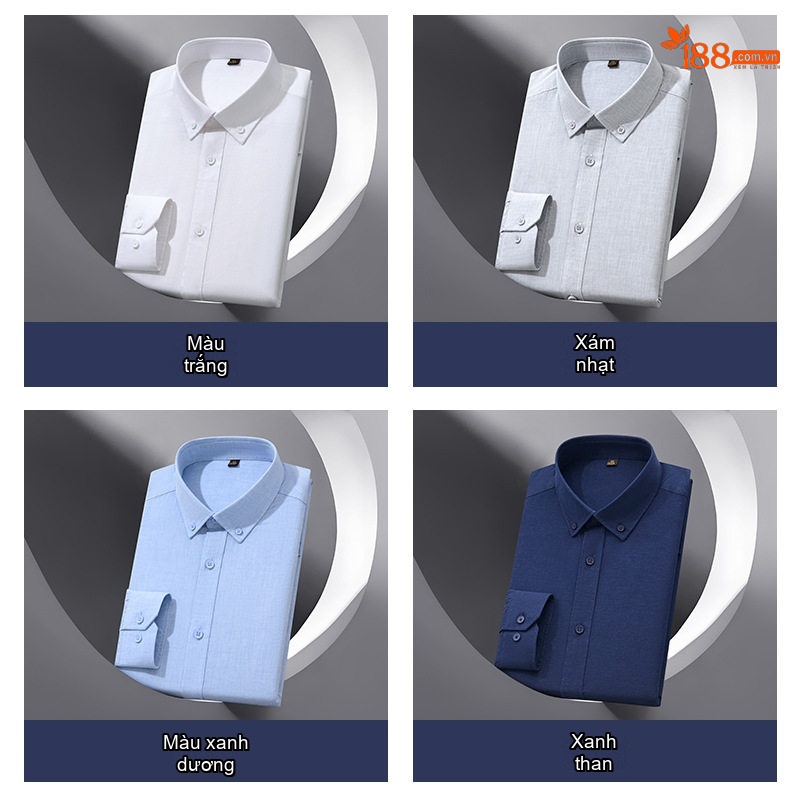 Áo Sơ Mi Nam Dài Tay Cotton Lanh Kiểu Dáng Basic Màu Trắng, Xám, Xanh Dương, Xanh Than