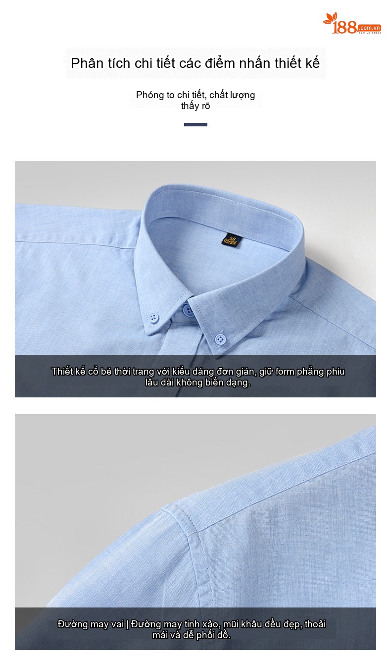 Áo Sơ Mi Nam Dài Tay Cotton Lanh Kiểu Dáng Basic Màu Trắng, Xám, Xanh Dương, Xanh Than chi tiết 8