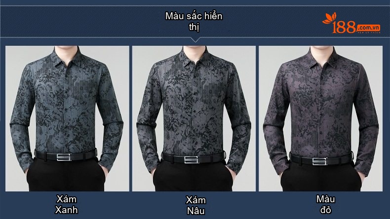 Áo Sơ Mi Nam Dài Tay Dệt Kim Lông Cừu Giữ Ấm Không Nhăn Màu Xám Đen chi tiết 4