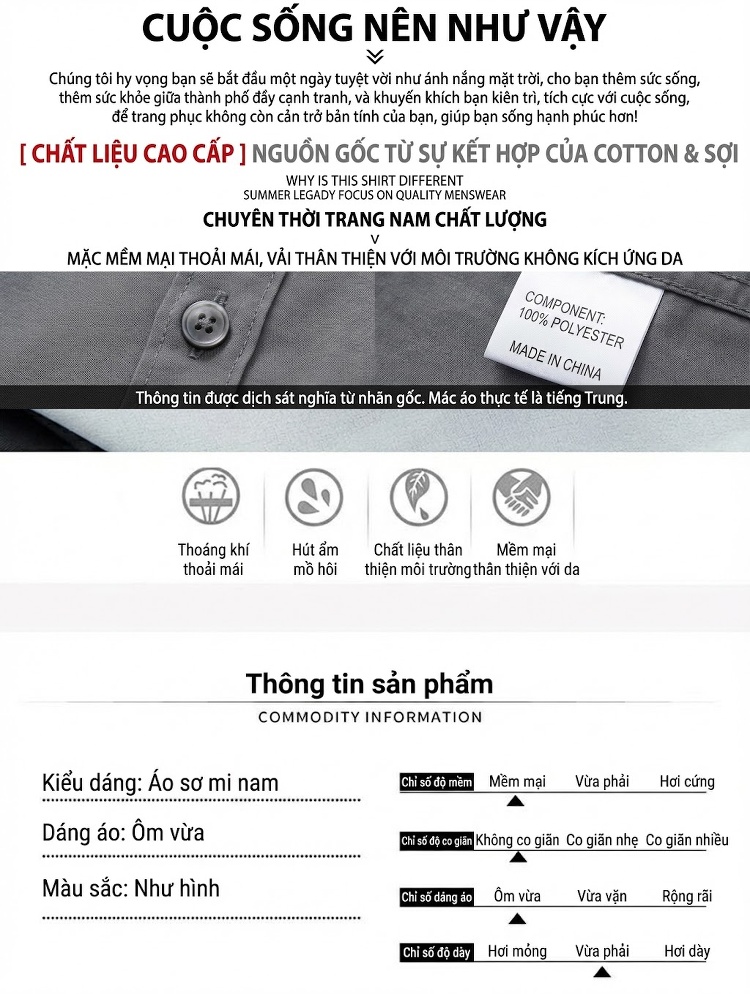 Áo Sơ Mi Nam Dài Tay In Họa Tiết Chống Nhăn Màu Đen, Xanh chi tiết 3
