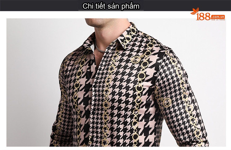 Áo Sơ Mi Nam Dài Tay In Họa Tiết Kỹ Thuật Số Phong Cách Cá Tính Màu Đen, Hồng, Vàng chi tiết 10