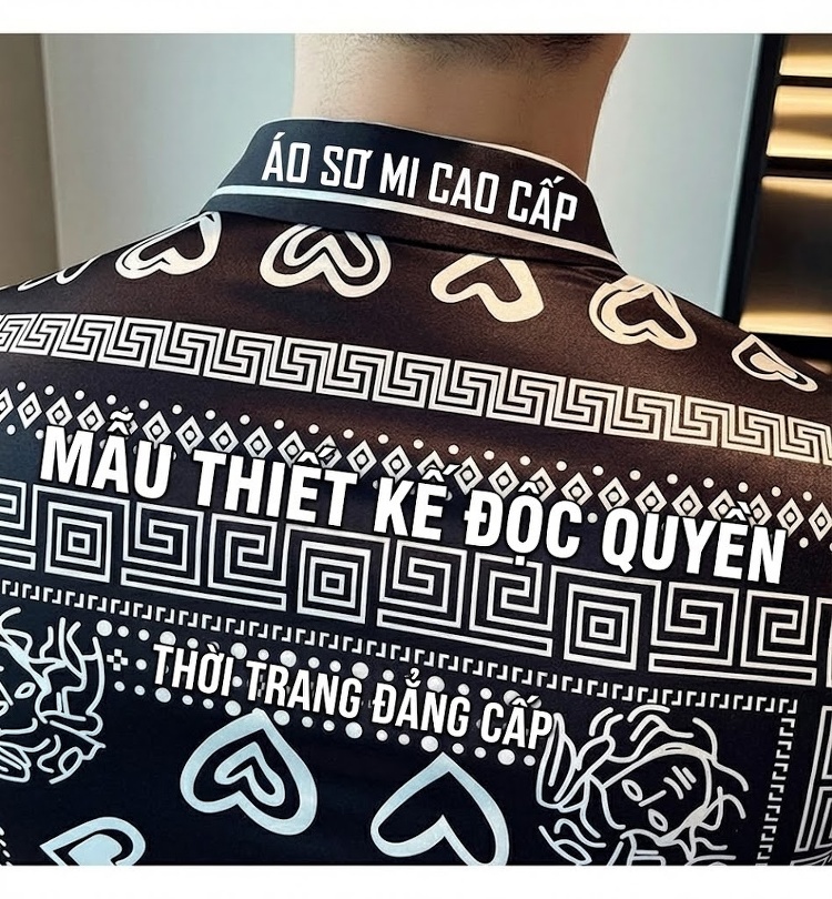 Áo Sơ Mi Nam Dài Tay In Họa Tiết Phong Cách Âu Mỹ Hàn Quốc Màu Đen, Trắng chi tiết 23