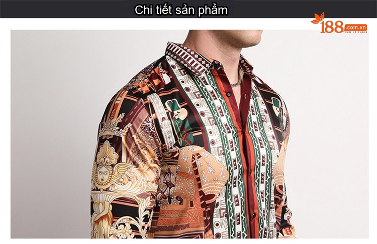 Áo Sơ Mi Nam Dài Tay In Họa Tiết Phong Cách Cá Tính Màu Nâu, Đen, Cam, Trắng... chi tiết 11