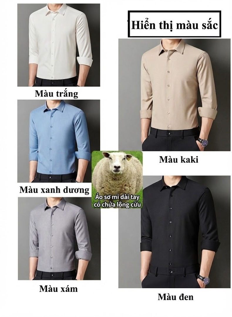 Áo Sơ Mi Nam Dài Tay Lót Lông Cừu Dày Dặn Giữ Ấm Phong Cách Công Sở Màu Xám, Xanh Dương, Đỏ chi tiết 2