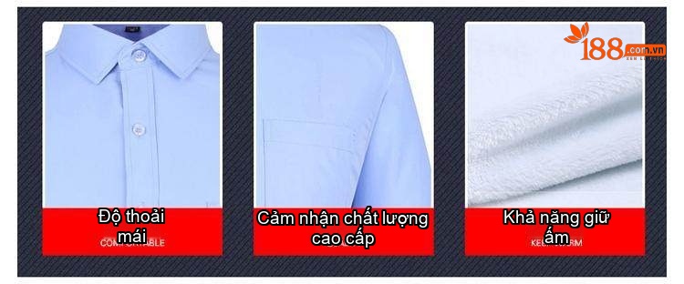 Áo Sơ Mi Nam Dài Tay Lót Lông Dày Dặn Chống Nhăn Phong Cách Công Sở Màu Xanh, Trắng, Tím, Xanh Sọc... chi tiết 2