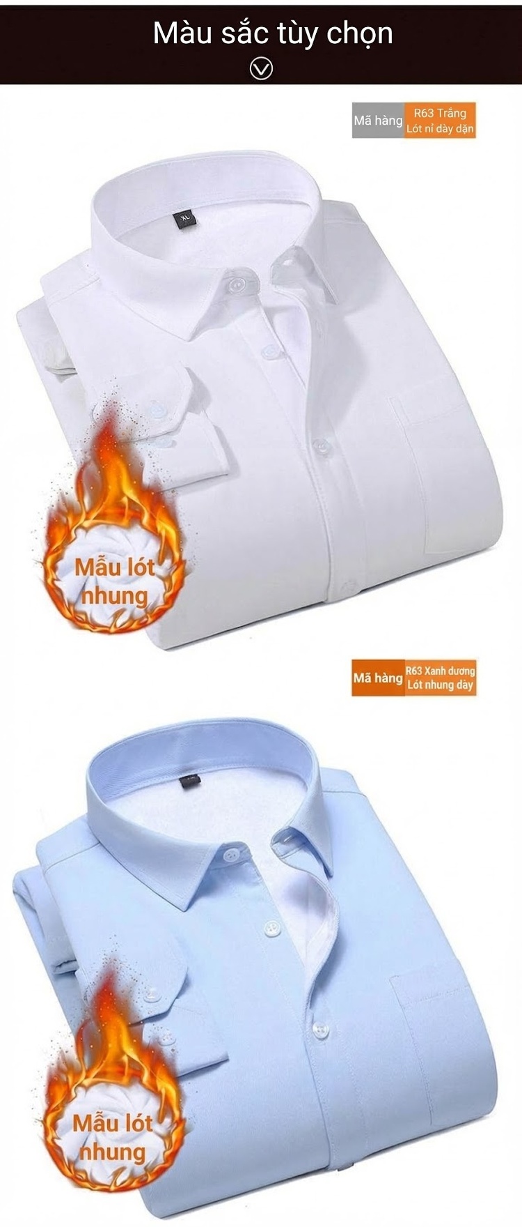 Áo Sơ Mi Nam Dài Tay Lót Lông Dày Dặn Chống Nhăn Phong Cách Công Sở Màu Xanh, Trắng, Tím, Xanh Sọc... chi tiết 9