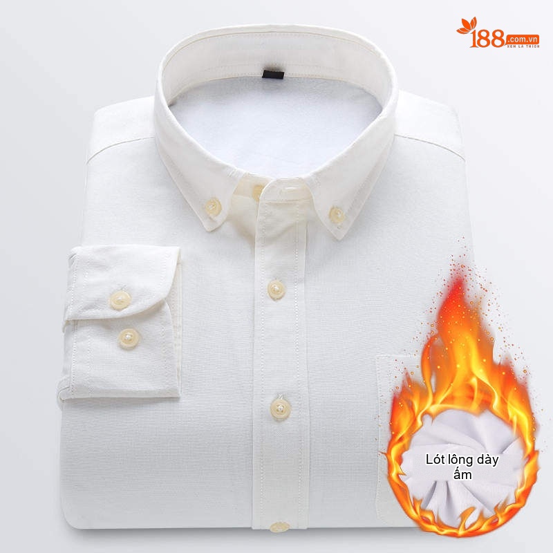Áo Sơ Mi Nam Dài Tay Lót Lông Dày Dặn Giữ Ấm Phong Cách Doanh Nhân Màu Xanh, Đen, Xanh Navy, Trắng...