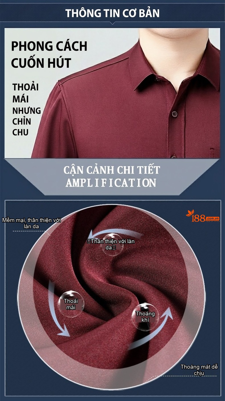 Áo Sơ Mi Nam Dài Tay Lót Lông Giữ Nhiệt Phong Cách Doanh Nhân Màu Xanh, Trắng, Xanh Navy, Đỏ... chi tiết 2
