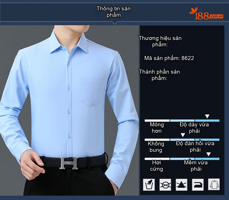 Áo Sơ Mi Nam Dài Tay Lót Lông Giữ Nhiệt Phong Cách Doanh Nhân Màu Xanh, Trắng, Xanh Navy, Đỏ... chi tiết 3