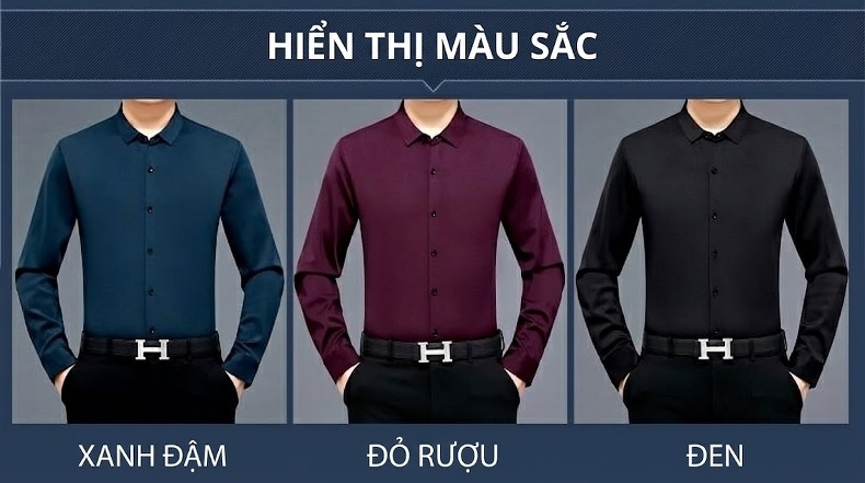 Áo Sơ Mi Nam Dài Tay Lót Nhung Giữ Ấm Chống Nhăn Phong Cách Doanh Nhân Màu Đen, Trắng, Xanh, Đỏ... chi tiết 4