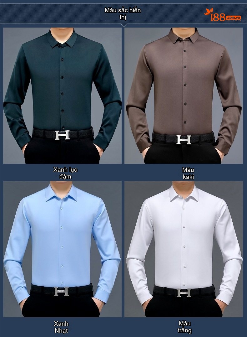 Áo Sơ Mi Nam Dài Tay Lót Nhung Giữ Ấm Chống Nhăn Phong Cách Doanh Nhân Màu Đen, Trắng, Xanh, Đỏ... chi tiết 5