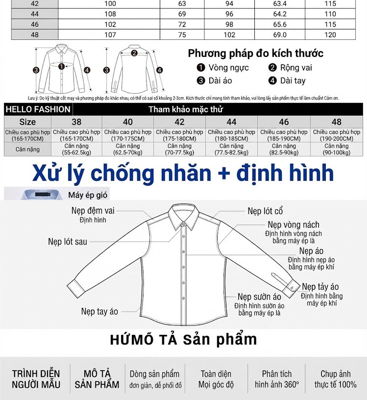Áo Sơ Mi Nam Dài Tay Thêu Họa Tiết Cổ Điển Form Ôm Màu Đen, Trắng chi tiết 3