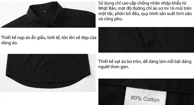 Áo Sơ Mi Nam Dáng Ôm Tay Dài Đính Đá Phong Cách Thời Trang Màu Trắng, Xanh Đen chi tiết 9