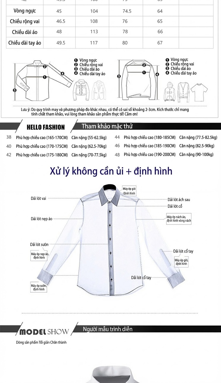 Áo Sơ Mi Nam Dáng Ôm Tay Dài Trang Trí Hình Trái Tim Thời Trang Màu Đen, Trắng chi tiết 3