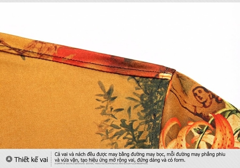 Áo Sơ Mi Nam Ngắn Tay Ice Silk Họa Tiết Hoa Thoáng Mát Màu Vàng, Xanh Lá chi tiết 14