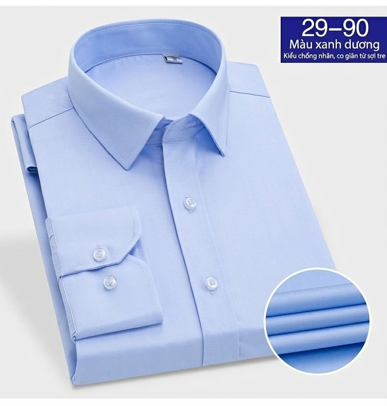 Áo Sơ Mi Nam Sợi Tre Màu Trắng, Đen, Xanh... chi tiết 13