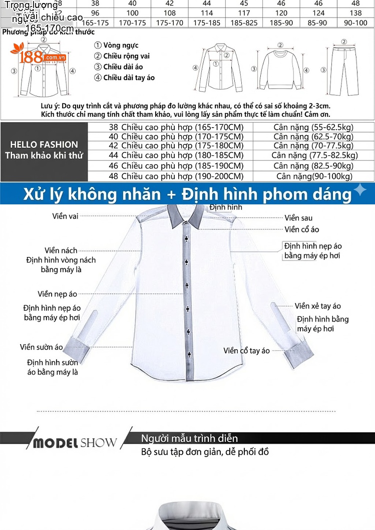 Áo Sơ Mi Nam Tay Dài Cổ Trụ Kẻ Sọc Cotton Pha Tencel Màu Trắng, Xanh chi tiết 2