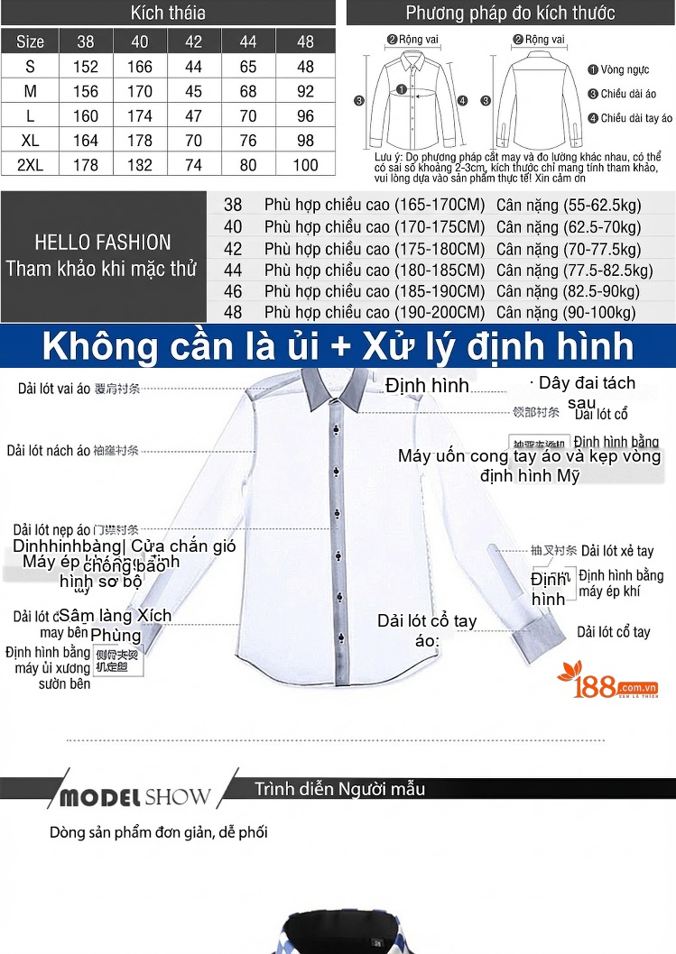Áo Sơ Mi Nam Tay Dài Cotton Cổ chữ Và Tay Áo Họa Tiết Caro Màu Đen, Trắng chi tiết 2