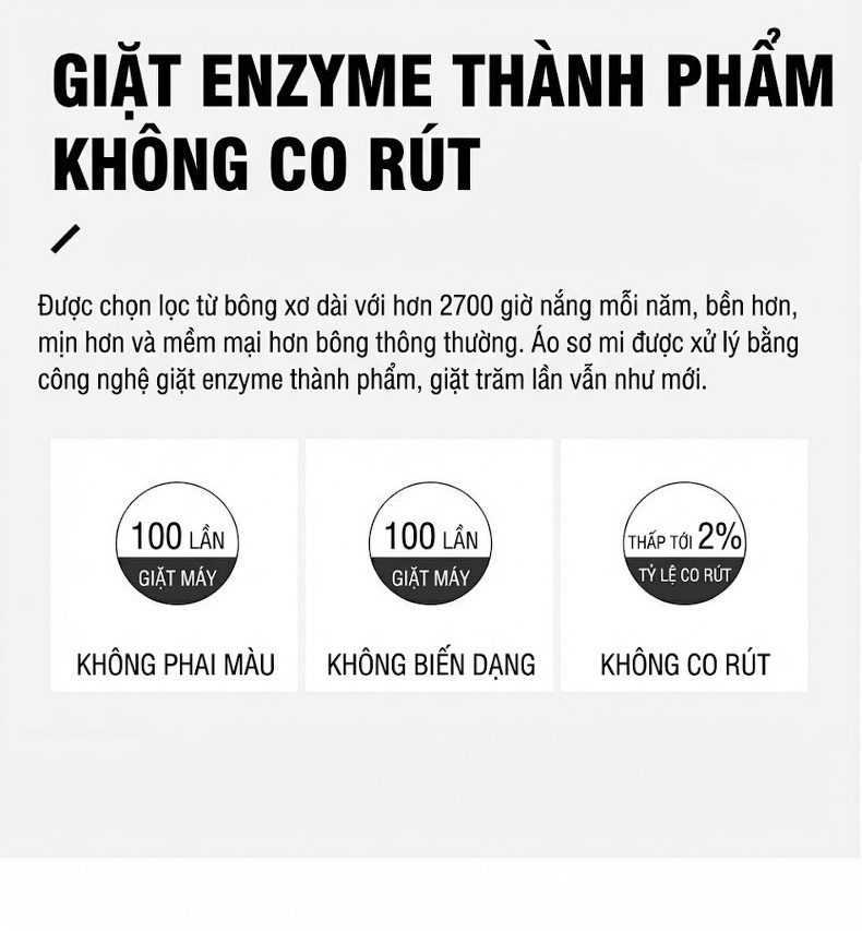 Áo Sơ Mi Nam Tay Dài Cotton Gân Nhỏ Màu Đen, Vàng, Xanh Dương, Đỏ... chi tiết 2