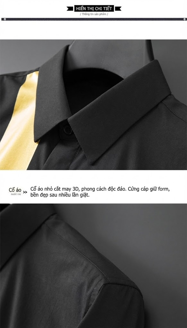 Áo Sơ Mi Nam Tay Dài Cotton In Chữ Phong Cách Âu Mỹ Màu Đen, Trắng chi tiết 8