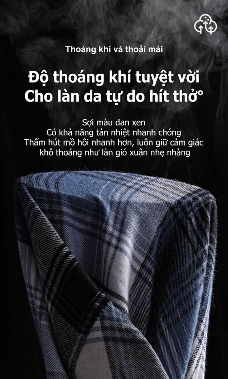 Áo Sơ Mi Nam Tay Dài Cotton Kẻ Caro Thời Trang chi tiết 12