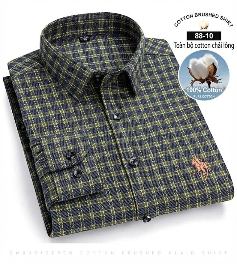 Áo Sơ Mi Nam Tay Dài Cotton Kẻ Caro Thời Trang chi tiết 31
