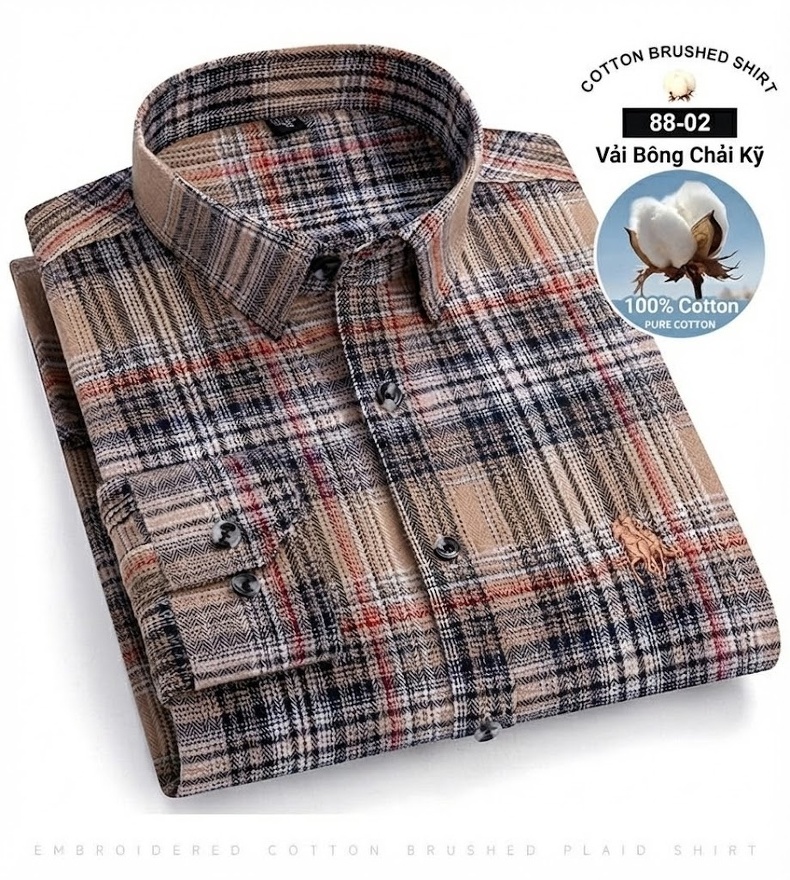 Áo Sơ Mi Nam Tay Dài Cotton Kẻ Caro Thời Trang chi tiết 24