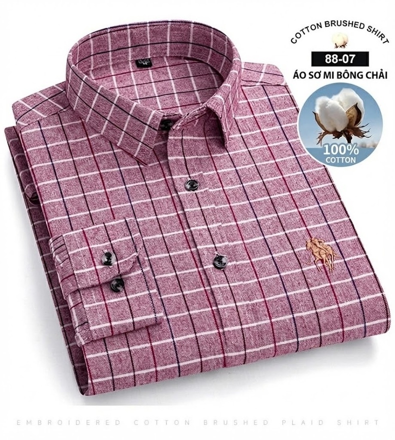 Áo Sơ Mi Nam Tay Dài Cotton Kẻ Caro Thời Trang chi tiết 28