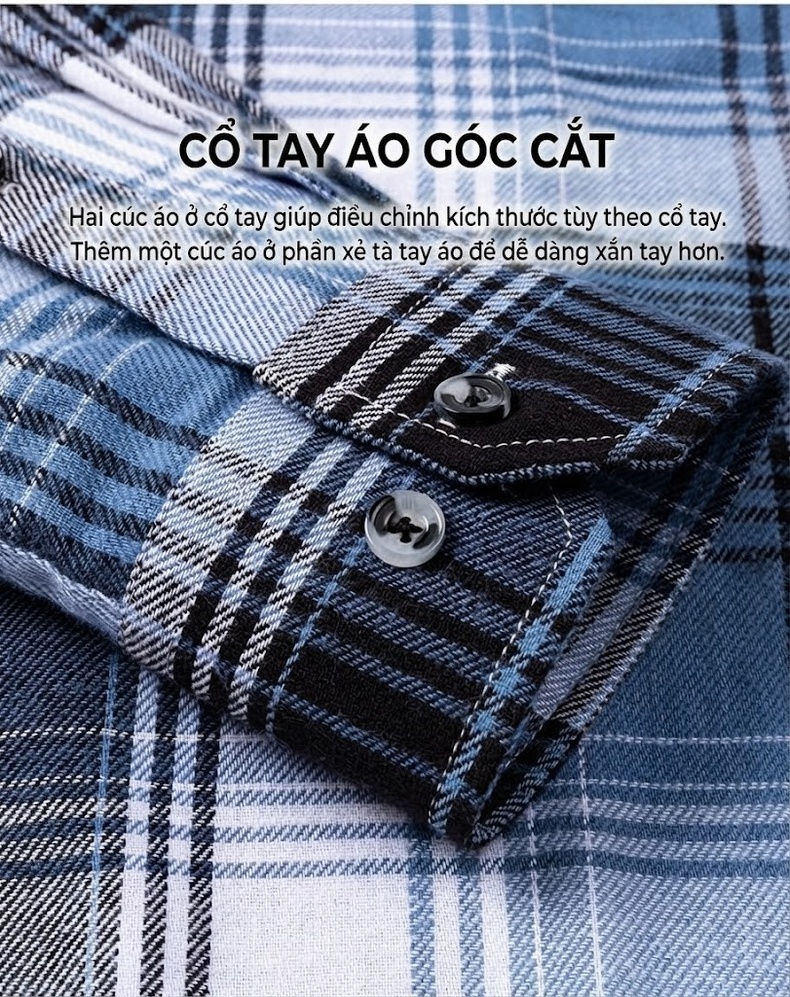 Áo Sơ Mi Nam Tay Dài Cotton Kẻ Caro Thời Trang chi tiết 20