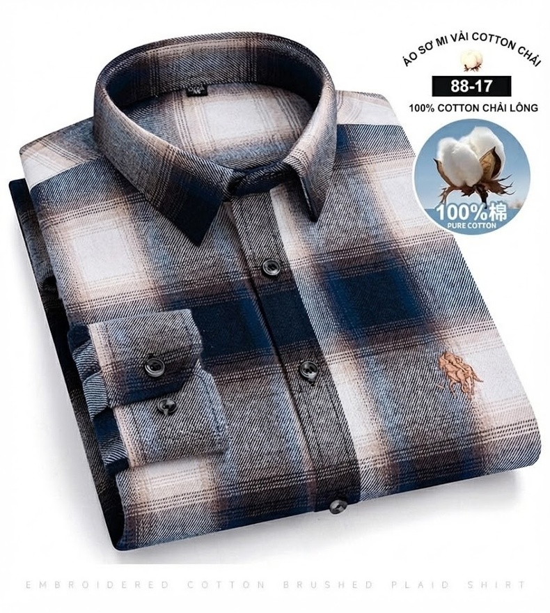 Áo Sơ Mi Nam Tay Dài Cotton Kẻ Caro Thời Trang chi tiết 36