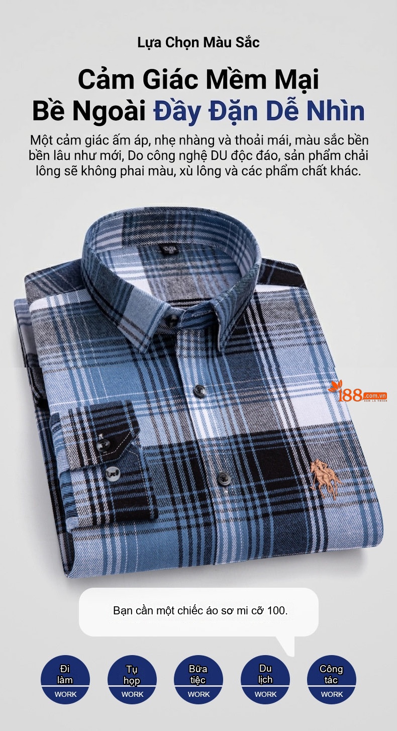 Áo Sơ Mi Nam Tay Dài Cotton Kẻ Caro Thời Trang chi tiết 6