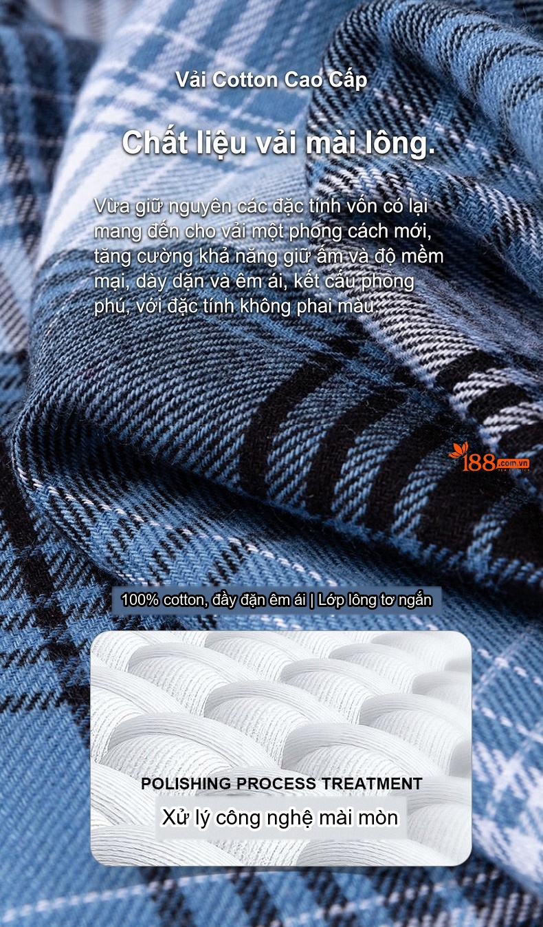 Áo Sơ Mi Nam Tay Dài Cotton Kẻ Caro Thời Trang chi tiết 8