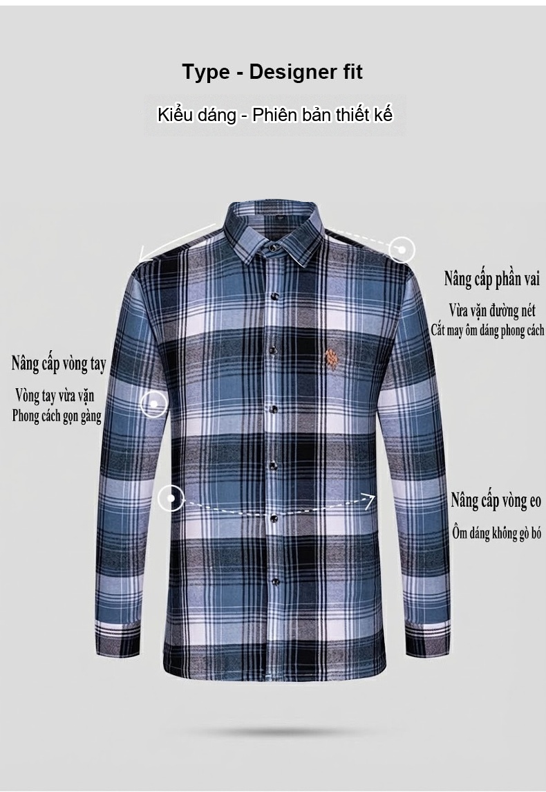 Áo Sơ Mi Nam Tay Dài Cotton Kẻ Caro Thời Trang chi tiết 9
