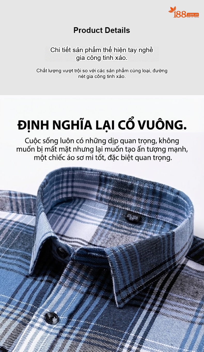 Áo Sơ Mi Nam Tay Dài Cotton Kẻ Caro Thời Trang chi tiết 17