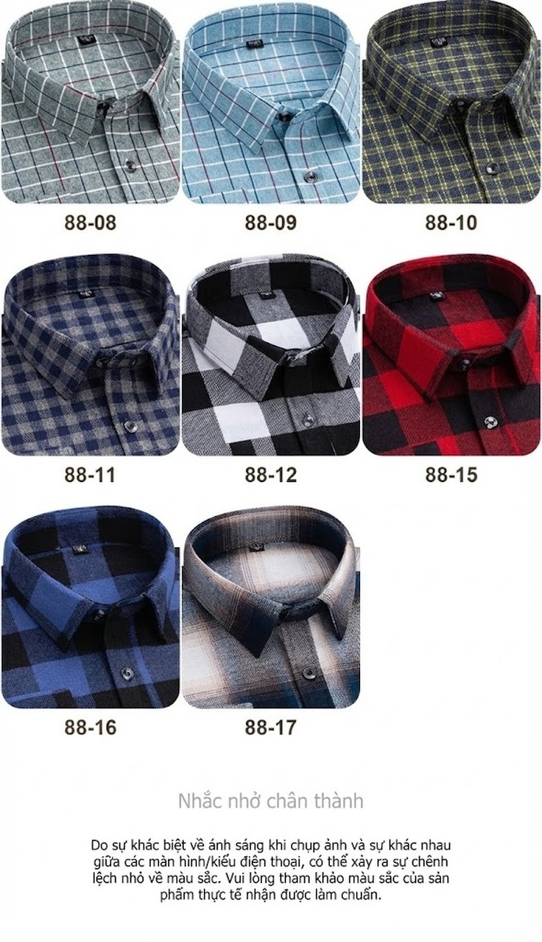 Áo Sơ Mi Nam Tay Dài Cotton Kẻ Caro Thời Trang chi tiết 16