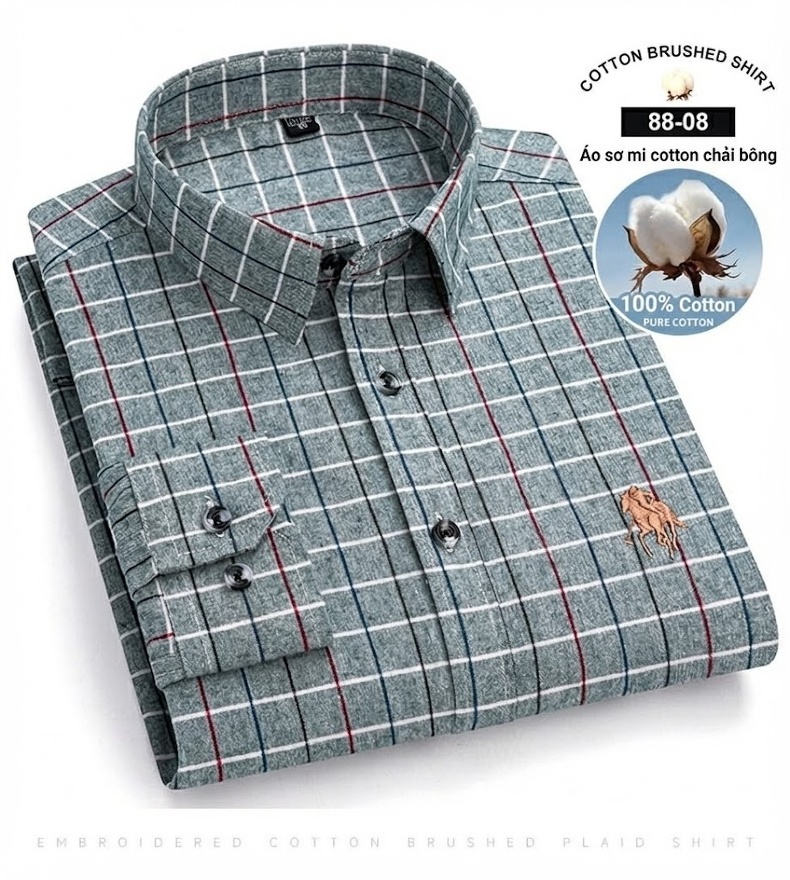 Áo Sơ Mi Nam Tay Dài Cotton Kẻ Caro Thời Trang chi tiết 29