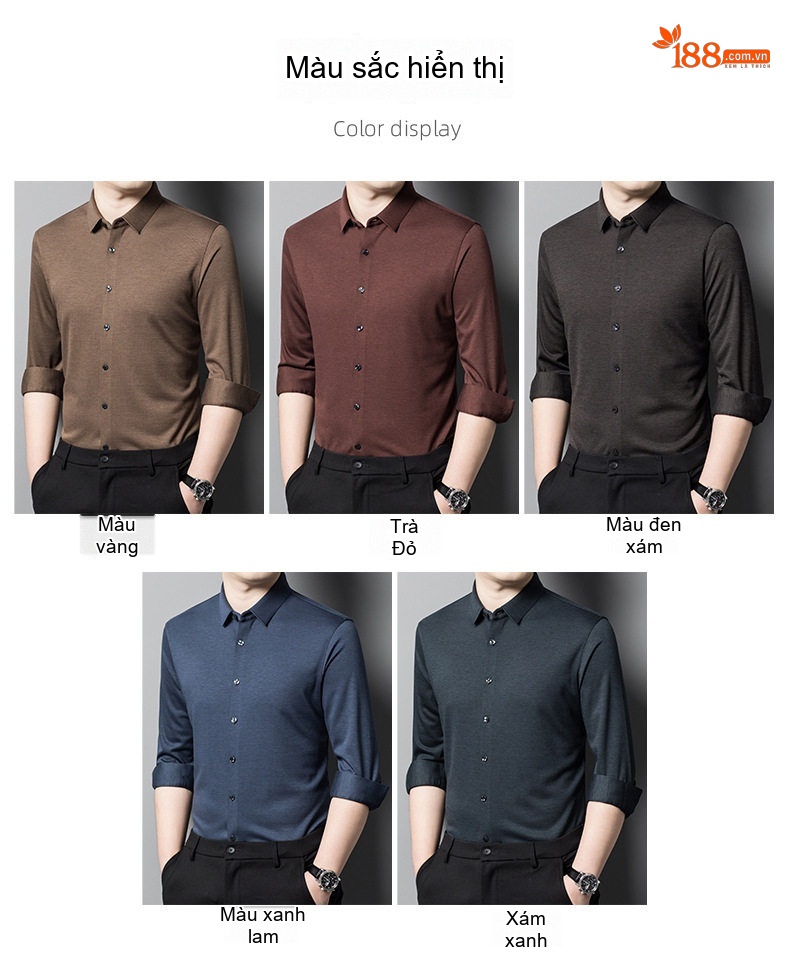 Áo Sơ Mi Nam Tay Dài Cotton Lông Cừu Thu Đông Dáng Ôm Màu Xám, Nâu, Xanh Navy, Đỏ... chi tiết 5