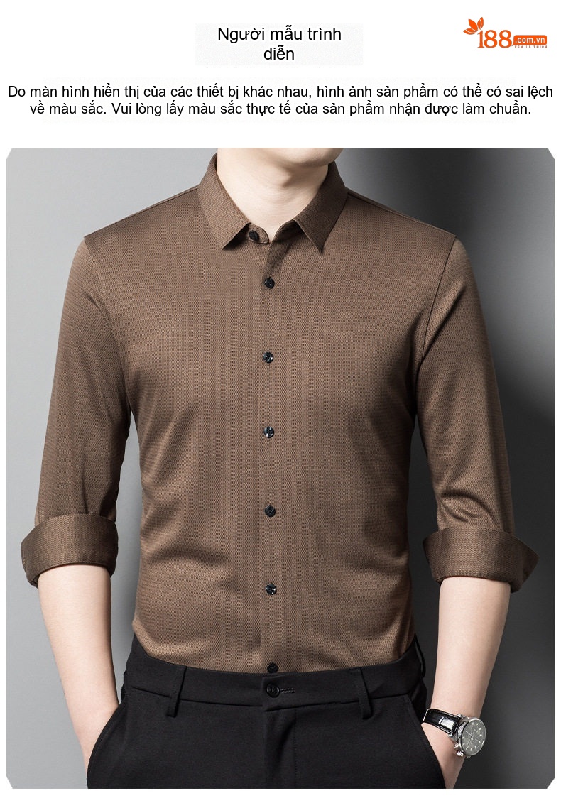 Áo Sơ Mi Nam Tay Dài Cotton Lông Cừu Thu Đông Dáng Ôm Màu Xám, Nâu, Xanh Navy, Đỏ... chi tiết 7