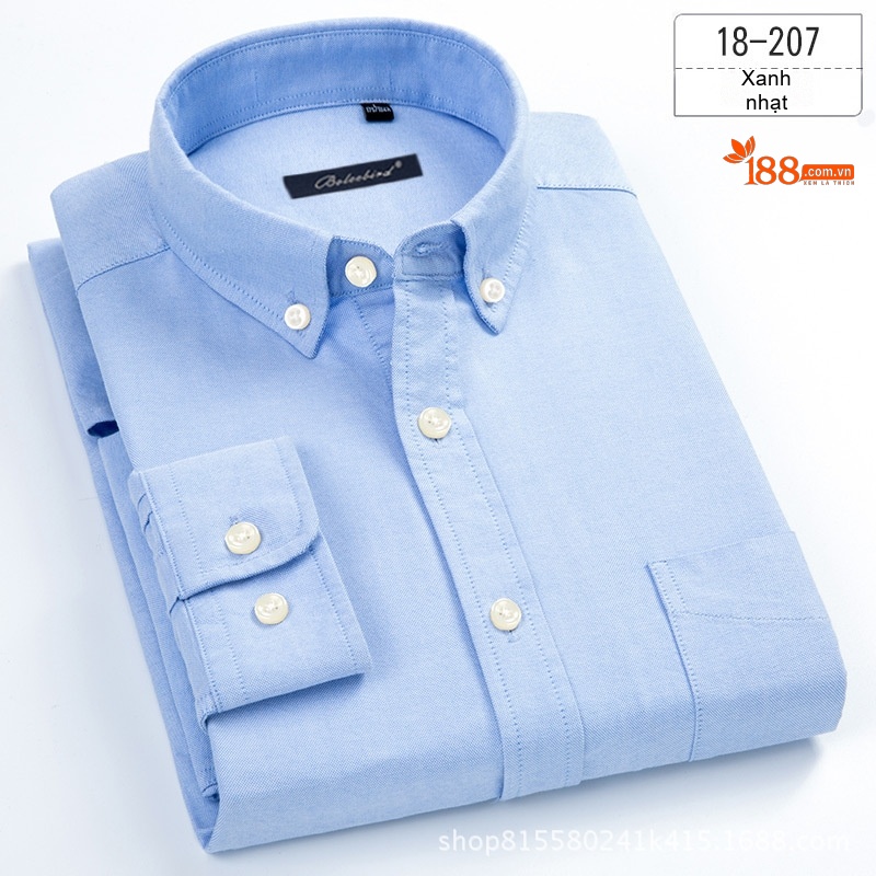 Áo Sơ Mi Nam Tay Dài Cotton Oxford Dáng Ôm Sọc Kẻ Thanh Lịch Màu Xanh Dương, Hồng, Tím, Trắng, Xám chi tiết 5