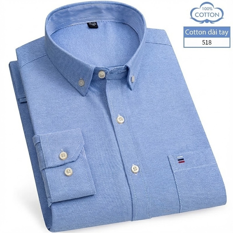 Áo Sơ Mi Nam Tay Dài Cotton Oxford Kẻ Caro Thời Trang