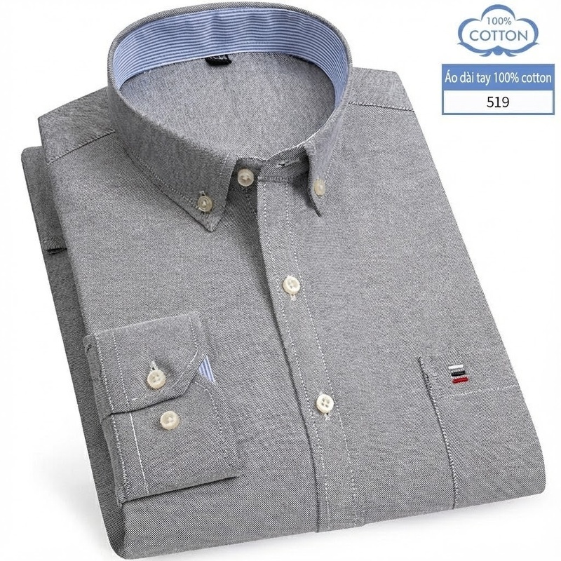 Áo Sơ Mi Nam Tay Dài Cotton Oxford Kẻ Caro Thời Trang