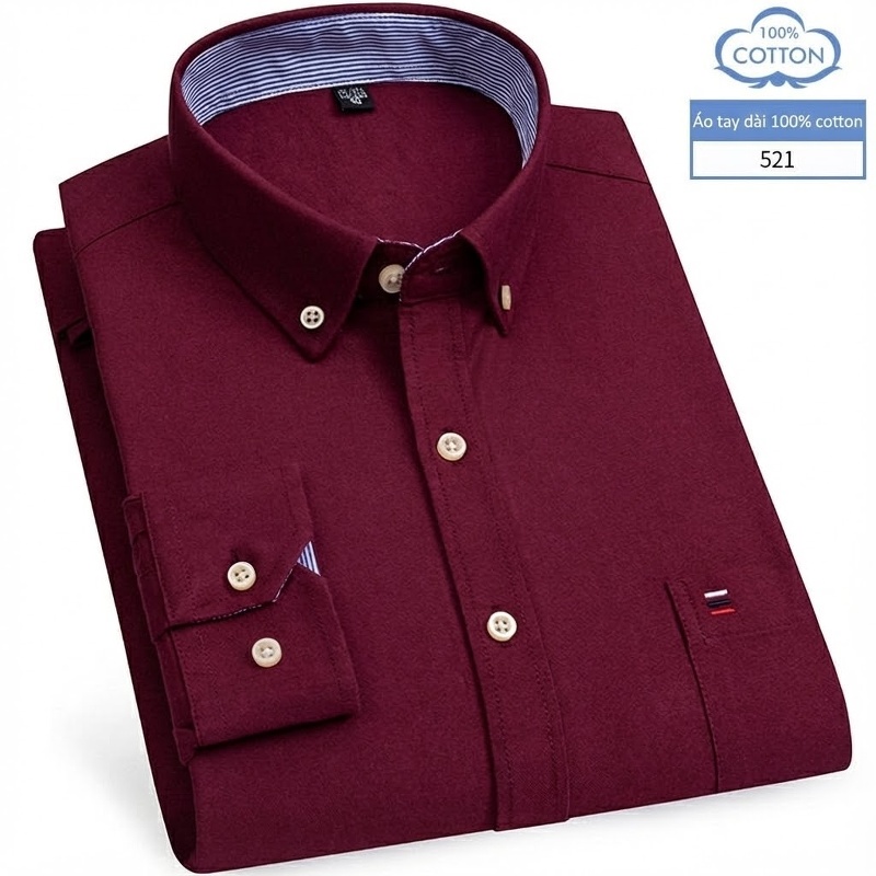 Áo Sơ Mi Nam Tay Dài Cotton Oxford Kẻ Caro Thời Trang