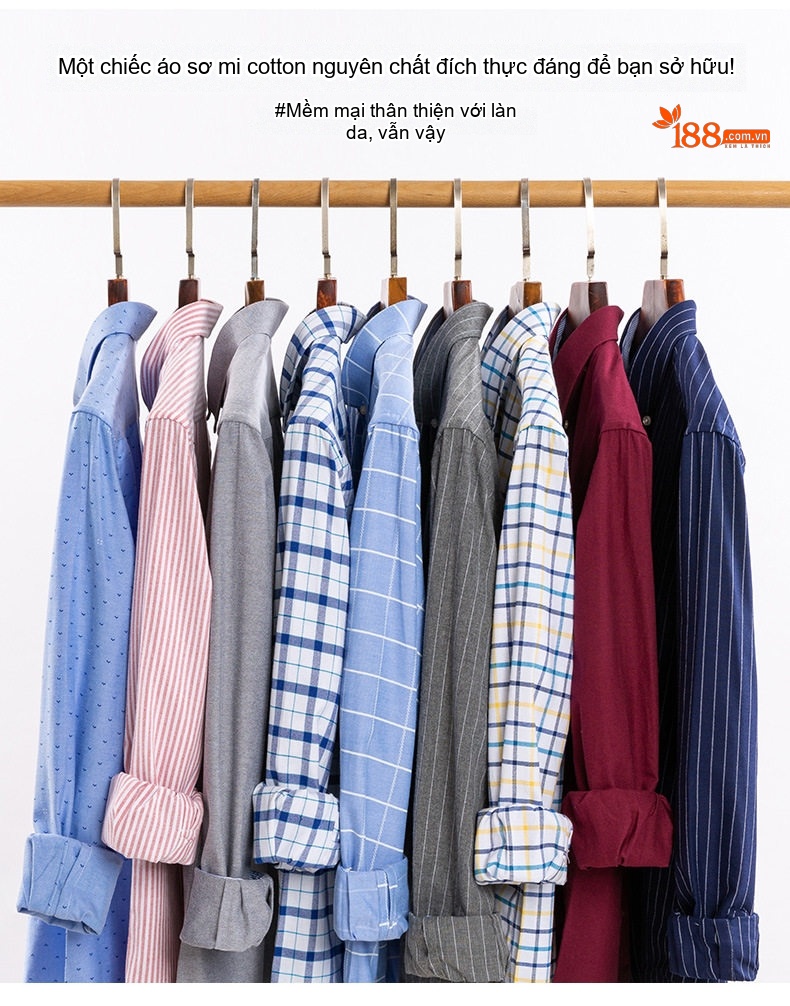 Áo Sơ Mi Nam Tay Dài Cotton Oxford Kẻ Caro Thời Trang chi tiết 5
