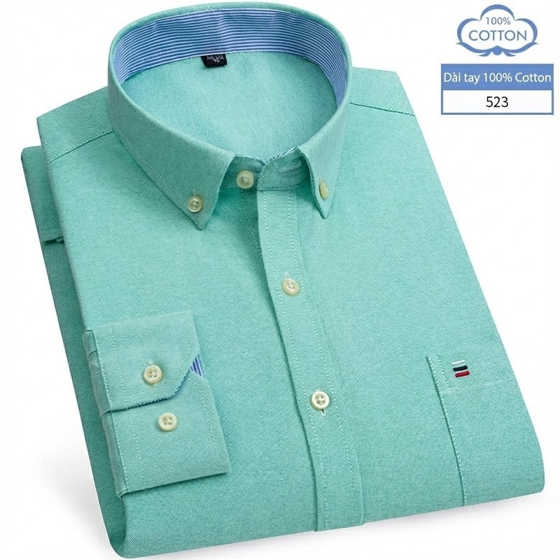 Áo Sơ Mi Nam Tay Dài Cotton Oxford Kẻ Caro Thời Trang