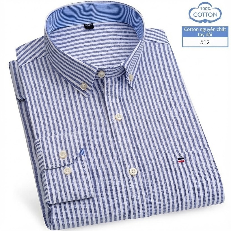 Áo Sơ Mi Nam Tay Dài Cotton Oxford Kẻ Caro Thời Trang